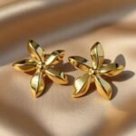 gold-plated stainless steel flower stud earrings