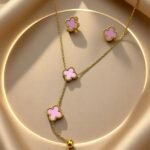 gold clover jewelry set