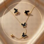 gold clover jewelry set