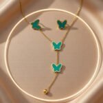 gold clover jewelry set
