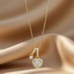 this item appears to be a 18K gold plated or vermeil moissanite heart charm necklace