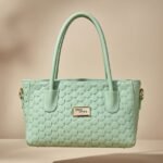 mint green handbag.