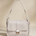 Pearl Strap Beige Mini Flap Shoulder Bag