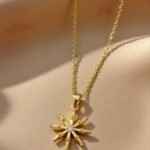 element plated in 24kt gold and suspended on a chain.