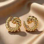gold-plated twisted hoop earrings