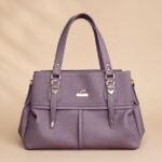 purple leather handbag.
