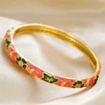 Painted enamel dripping copper bracelet