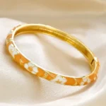 Painted enamel dripping copper bracelet