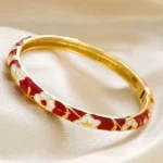 Painted enamel dripping copper bracelet