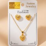 gold-plated chain necklace and matching stud earrings, (Copy)