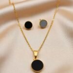 gold-plated chain necklace and matching stud earrings,