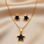 gold-plated chain necklace and matching stud earrings, (Copy)