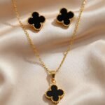 gold-plated chain necklace and matching stud earrings,