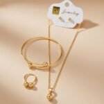 4-piece fashion jewelry set containing a necklace, earrings,