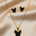 gold-plated chain necklace and matching stud earrings,