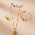 4-piece fashion jewelry set containing a necklace, earrings,