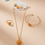 4-piece fashion jewelry set containing a necklace, earrings,