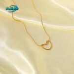 gold-plated hollow heart pendant necklace